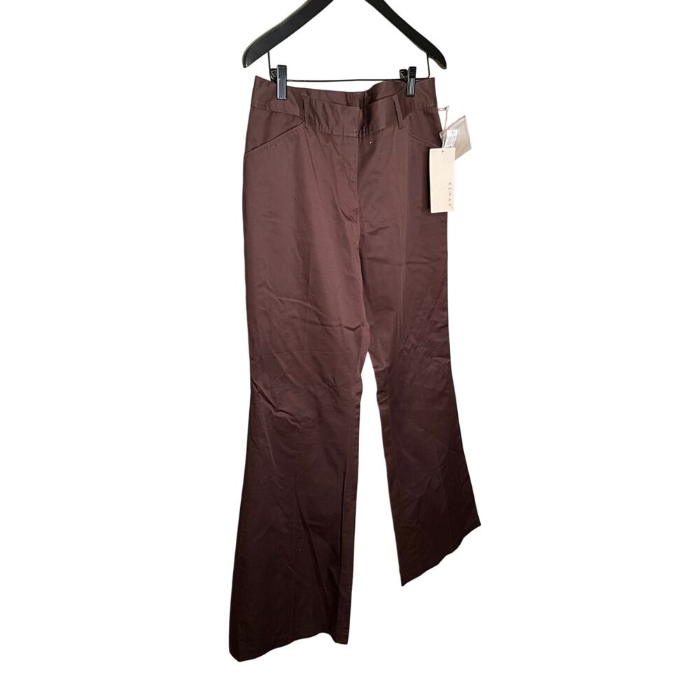 KENAR Flare Trouser Pants High Rise Stretch‎ Pockets Brown Womens Size 8 NWT